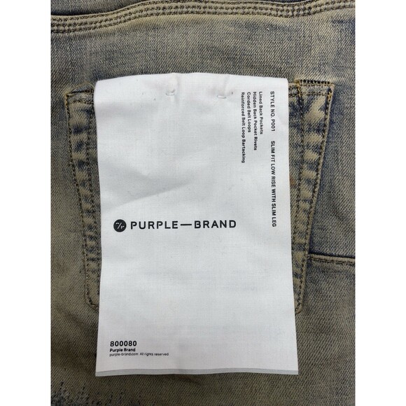 Purple-Brand P001 Slim Fit Indigo Oil Repair Men's Size 29x32 Distressed Jeans - Picture 15 of 15